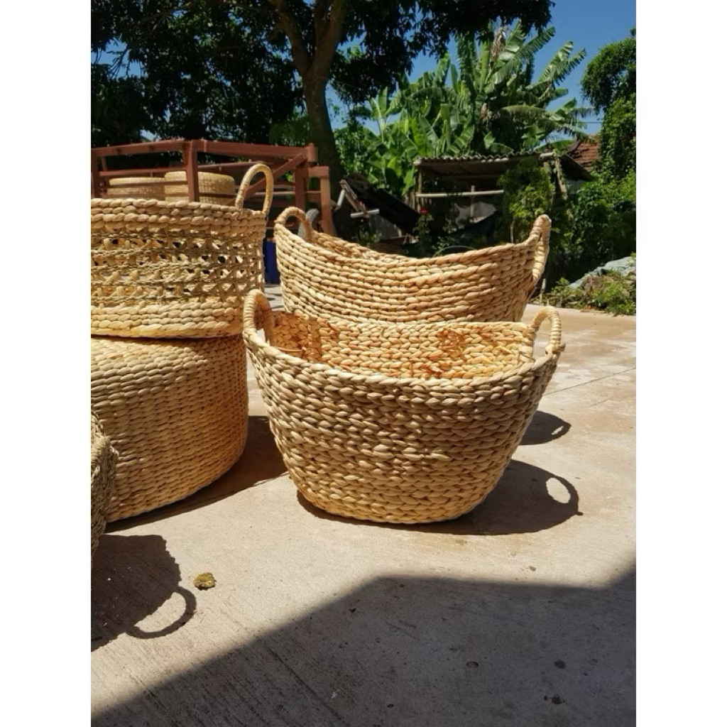 Giỏ lục bình dáng thuyền đựng đồ, decor trang trí nhà cửa