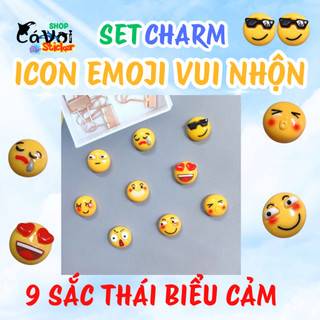Set Charm Emoji Cảm Xúc Cute Đủ Biểu Cảm – Charm Gắn Dép Hoạt Hình Vàng Dễ Thương, Phụ Kiện DIY Dép Crocs Xinh 16MM