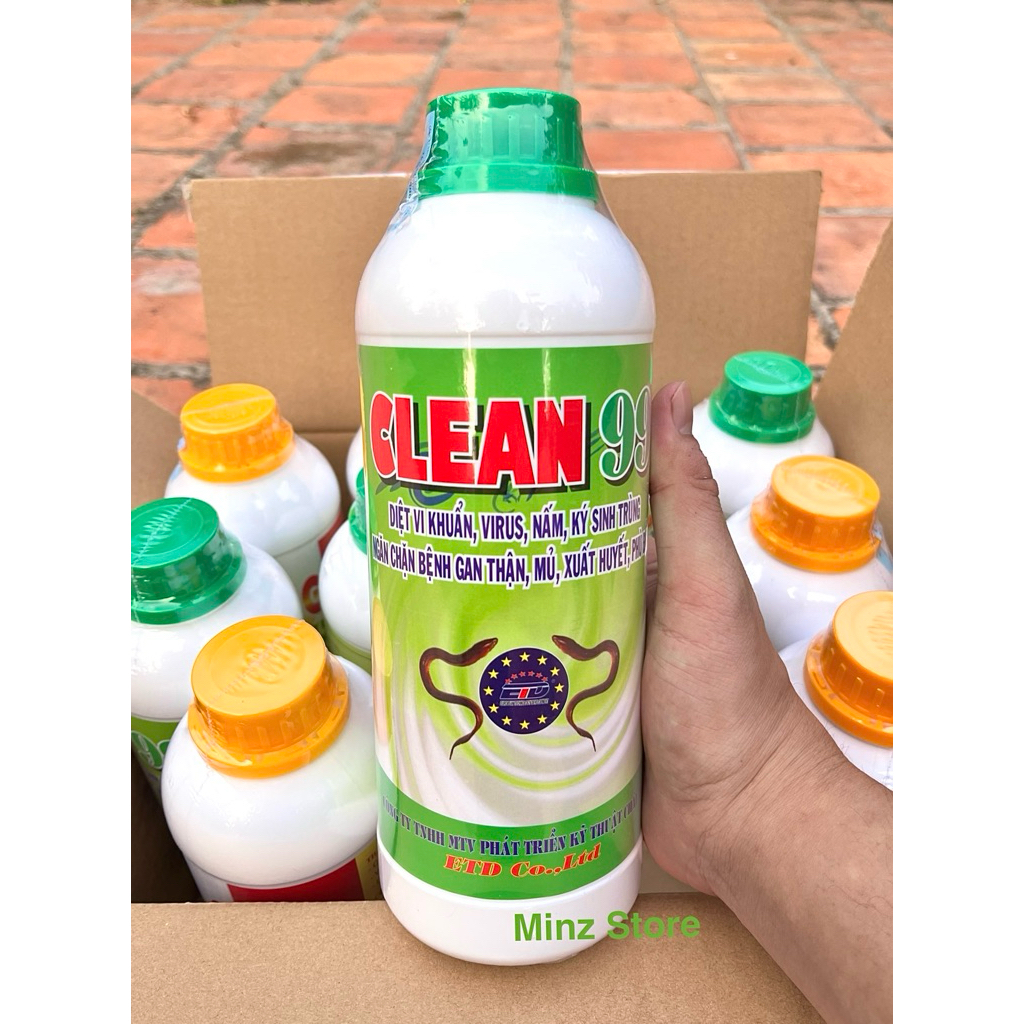 CLEAN 99 Diệt vi khuẩn, virus, nấm và ký sinh trùng, ngừa các bệnh gan thận, xuất huyết cho cá, lươn, ếch... chai (1lít)
