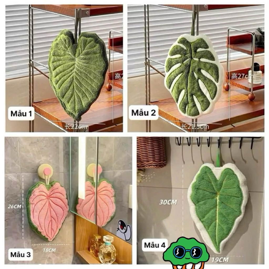 Khăn lau khô tay hình lá 4 mẫu