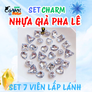 Set charm nhựa giả pha lê - Set charm gắn dép 7 chi tiết- Phụ kiện DIY xinh