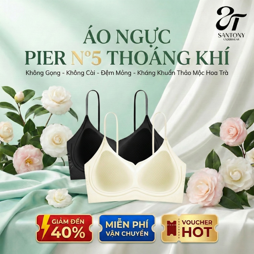 Áo Ngực Đi Biển Mát Lạnh Santony 5107 - "Cốc Băng" Tàng Hình Không Cài PIER N°5