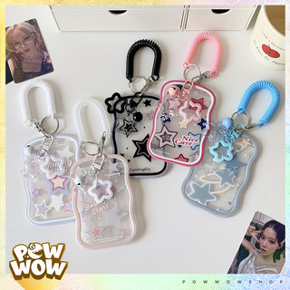Bao Đựng Thẻ Nhân Viên Viền Nhựa Dẻo PVC Mặt Kính Mica Màu Pastel Họa Tiết Shining Star Ngôi Sao Lấp Lánh Cute