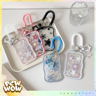 Bao Đựng Thẻ Nhân Viên Viền Nhựa Dẻo PVC Mặt Kính Mica Màu Pastel Họa Tiết Shining Star Ngôi Sao Lấp Lánh Cute