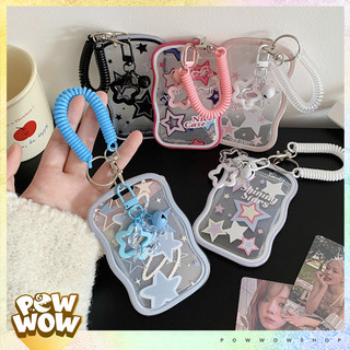 Bao Đựng Thẻ Nhân Viên Viền Nhựa Dẻo PVC Mặt Kính Mica Màu Pastel Họa Tiết Shining Star Ngôi Sao Lấp Lánh Cute