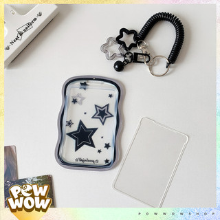 Bao Đựng Thẻ Nhân Viên Viền Nhựa Dẻo PVC Mặt Kính Mica Màu Pastel Họa Tiết Shining Star Ngôi Sao Lấp Lánh Cute