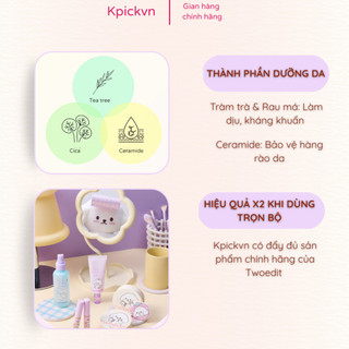Cushion Twoedit mướt mịn, che phủ tự nhiên, nhiều màu - lành tính cho da mụn, giá học sinh sinh viên, nội địa Hàn