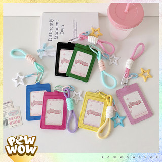 Bao Đựng Thẻ Nhân Viên Da PU Kèm Dây Trang Trí Họa Tiết Shining Star Ngôi Sao Màu Pastel Cute Đáng Yêu