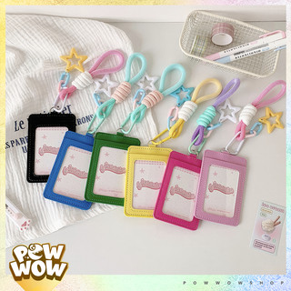 Bao Đựng Thẻ Nhân Viên Da PU Kèm Dây Trang Trí Họa Tiết Shining Star Ngôi Sao Màu Pastel Cute Đáng Yêu
