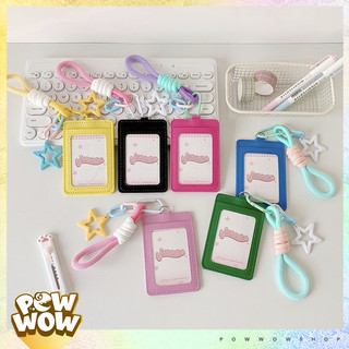 Bao Đựng Thẻ Nhân Viên Da PU Kèm Dây Trang Trí Họa Tiết Shining Star Ngôi Sao Màu Pastel Cute Đáng Yêu