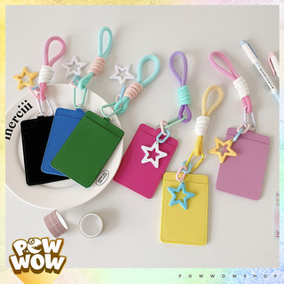 Bao Đựng Thẻ Nhân Viên Da PU Kèm Dây Trang Trí Họa Tiết Shining Star Ngôi Sao Màu Pastel Cute Đáng Yêu