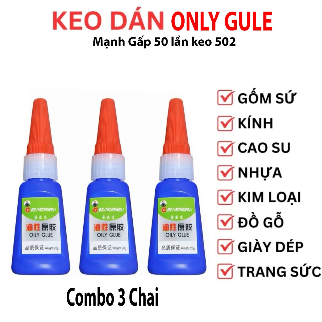Combo 3 Lọ Keo OILY GLUE Đa Năng Gấp 50 Lần Keo 502 Trọng Lượng 20g Chất Lượng Đảm Bảo