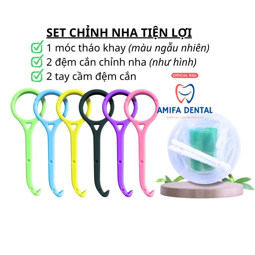 Set 2 Dụng Cụ Chỉnh Nha Đệm Cắn Chewies +Móc Tháo Khay Dành Cho Người Niềng Răng Invisalign, Hàm Duy Trì, Khay Tẩy Trắng