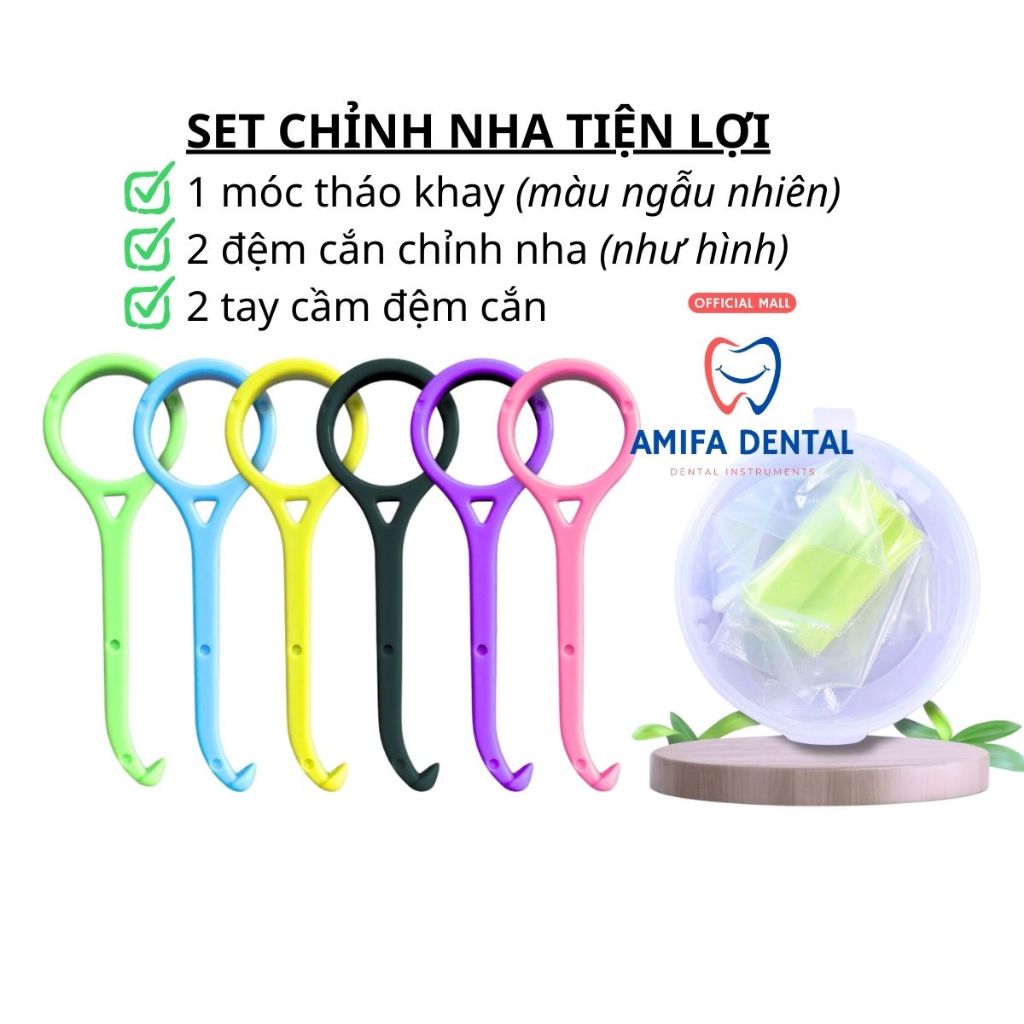 Set 2 Dụng Cụ Chỉnh Nha Đệm Cắn Chewies +Móc Tháo Khay Dành Cho Người Niềng Răng Invisalign, Hàm Duy Trì, Khay Tẩy Trắng