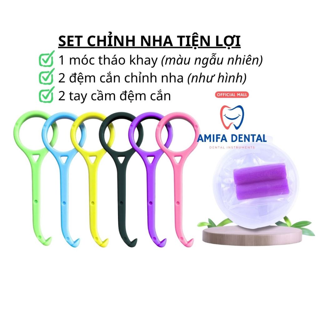 Set 2 Dụng Cụ Chỉnh Nha Đệm Cắn Chewies +Móc Tháo Khay Dành Cho Người Niềng Răng Invisalign, Hàm Duy Trì, Khay Tẩy Trắng