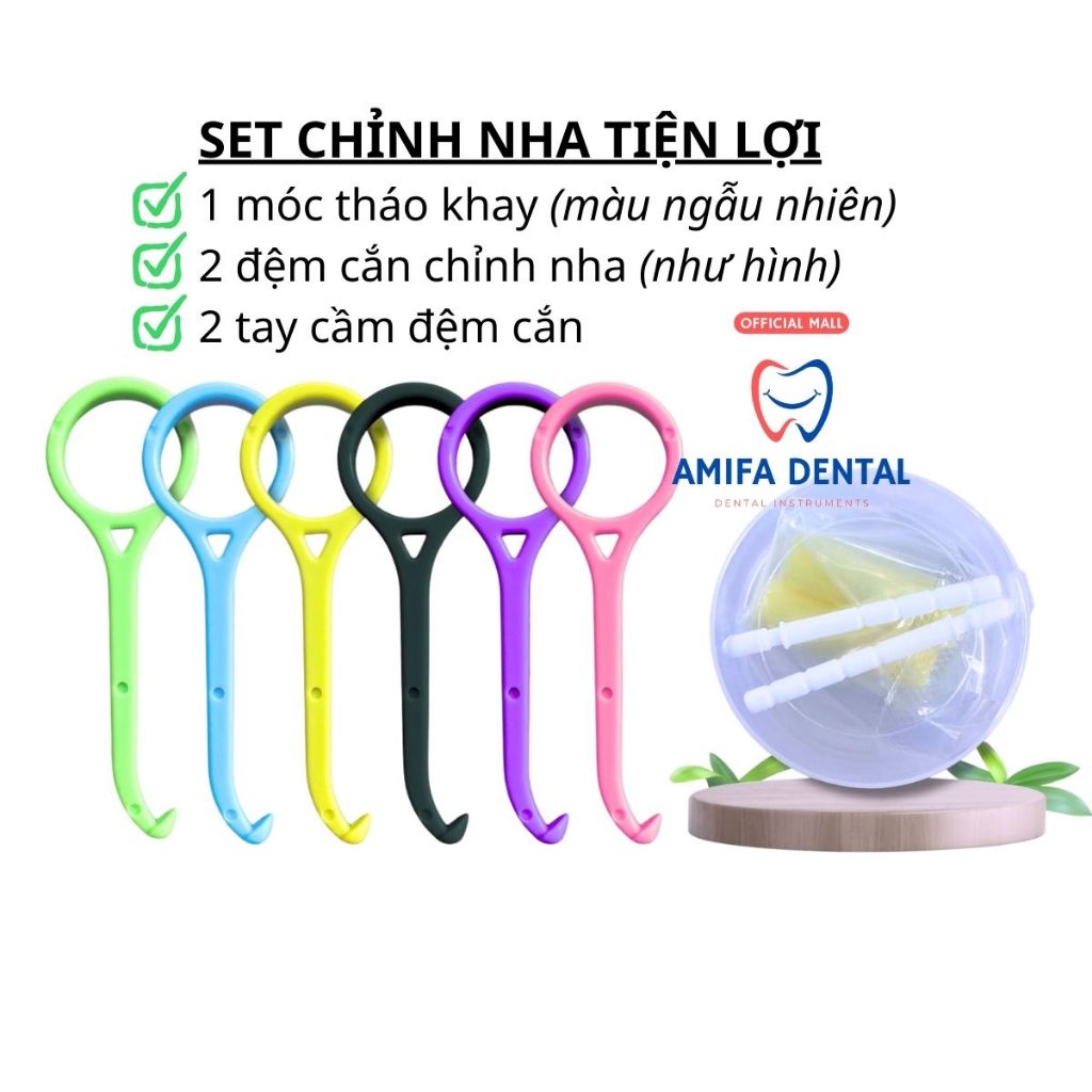 Set 2 Dụng Cụ Chỉnh Nha Đệm Cắn Chewies +Móc Tháo Khay Dành Cho Người Niềng Răng Invisalign, Hàm Duy Trì, Khay Tẩy Trắng