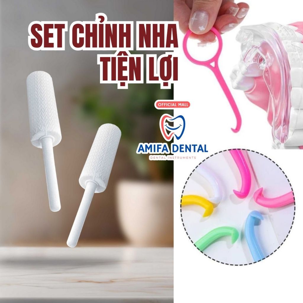 Set 2 Dụng Cụ Chỉnh Nha Đệm Cắn Chewies +Móc Tháo Khay Dành Cho Người Niềng Răng Invisalign, Hàm Duy Trì, Khay Tẩy Trắng