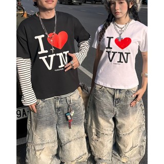 Áo Thun Tay Ngắn Premium Cotton I LOVE ''VN" / BOXY & BABYTEE