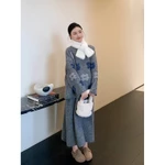 [SẴN - HOẢ TỐC] Set Len Bầu Thu Đông BAOBAO MOM - Áo Họa Tiết Hoa & Chân Váy Dài, Len Dệt Kim Mềm Mịn — ảnh 6