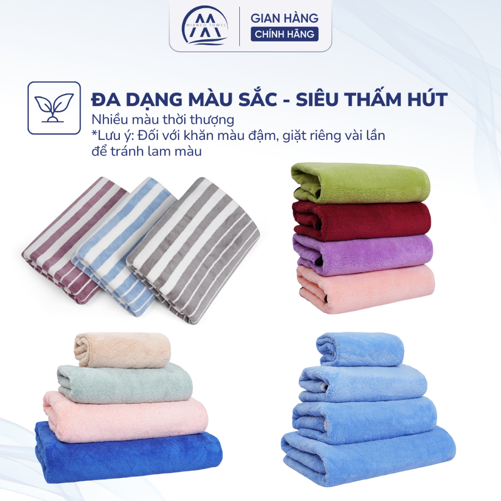 Khăn đa năng, làm móng, khăn mặt, gội đầu loại DÀY, siêu thấm hút spa, salon tóc, gara ô tô - Trơn | MIANCO