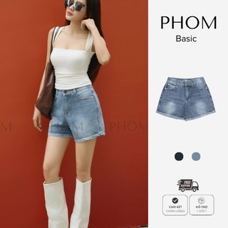 Quần đùi quần short jean mùa hè PHOM dáng ngắn kiểu ngố (có bigsize) cạp cao PQ01