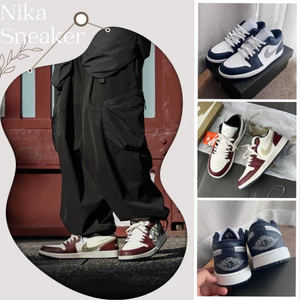 Giày Sneaker Nam Nữ, Giày Thể Thao Cổ Thấp Đỏ Vệt Vàng, Xanh Navy Vệt Xám (CÓ HỖ TRỢ ĐỔI SZ)