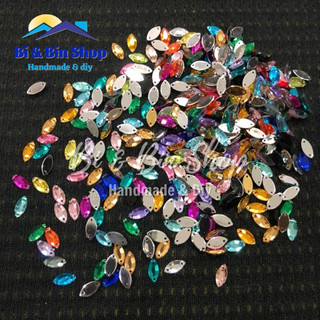 360 Viên Đá Kết Nhựa Lá Me 5x10mm Đính Kết Trang Phục Thời Trang, Làm Phụ Kiện Handmade