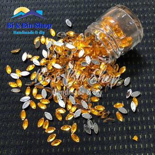 360 Viên Đá Kết Nhựa Lá Me 5x10mm Đính Kết Trang Phục Thời Trang, Làm Phụ Kiện Handmade