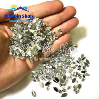 360 Viên Đá Kết Nhựa Lá Me 5x10mm Đính Kết Trang Phục Thời Trang, Làm Phụ Kiện Handmade