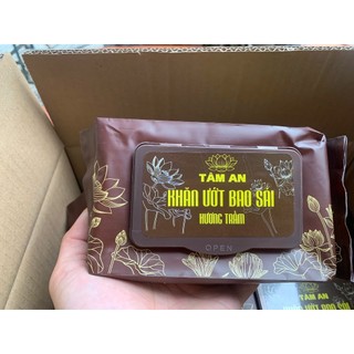 Thùng 10 Gói Khăn Ướt Bao Sái Ban Thờ Tâm An  , Khăn Ướt Lau Ban Thờ Hương Trầm