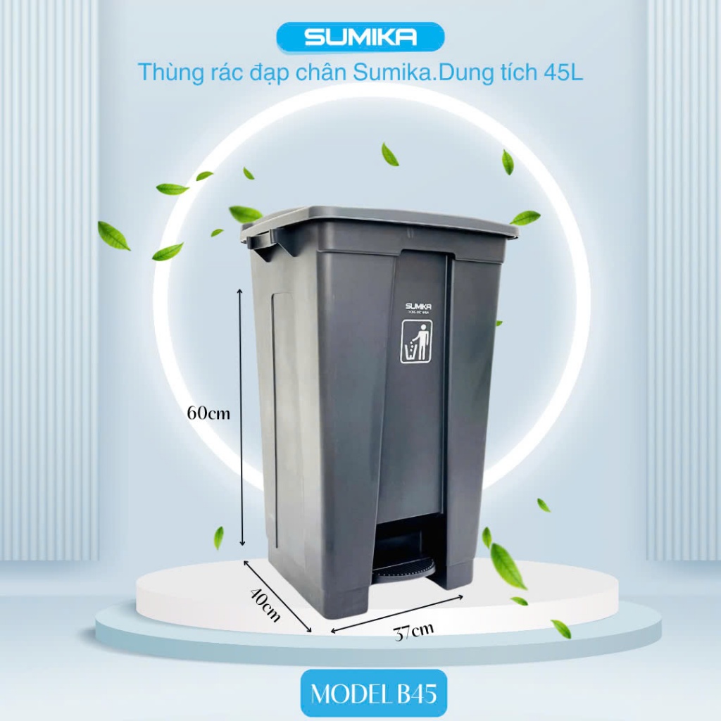 Thùng rác nhựa đạp chân SUMIKA 15L, 25L, 35L, 45L, 55L, có nắp đậy, nhựa cao cấp | BigBuy360 - bigbuy360.vn