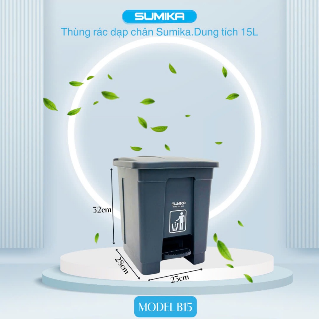 Thùng rác nhựa đạp chân SUMIKA 15L, 25L, 35L, 45L, 55L, có nắp đậy, nhựa cao cấp | BigBuy360 - bigbuy360.vn