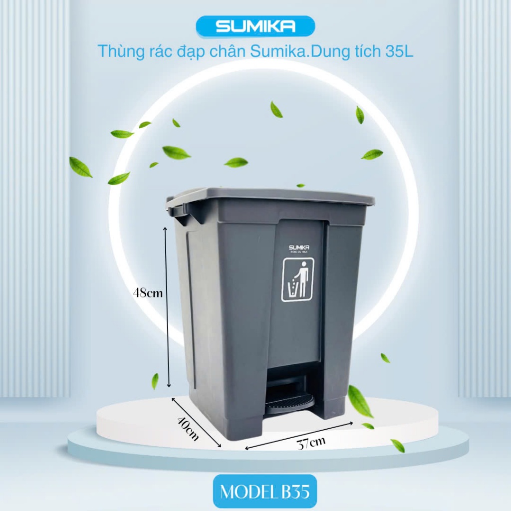 Thùng rác nhựa đạp chân SUMIKA 15L, 25L, 35L, 45L, 55L, có nắp đậy, nhựa cao cấp | BigBuy360 - bigbuy360.vn