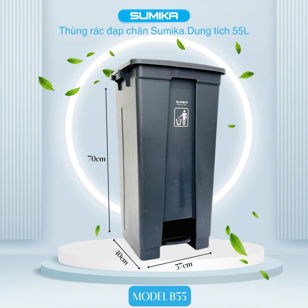 Thùng rác nhựa đạp chân SUMIKA 15L, 25L, 35L, 45L, 55L, có nắp đậy, nhựa cao cấp | BigBuy360 - bigbuy360.vn