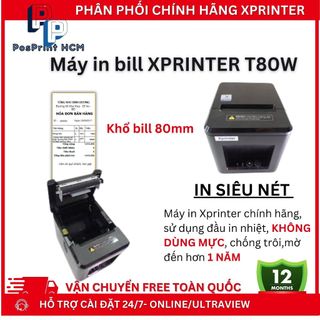 [IN WIFI KHÔNG DÂY] Máy in bill, chốt live XPRINTER T80W khổ 80mm kết nối USB+WIFI, máy in hoá đơn tính tiền không dây