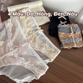 Quần lót nữ cao cấp lưới phối satin sang trọng cạp cao tôn dáng sexy viền ren tinh tế xinh xắn L8127