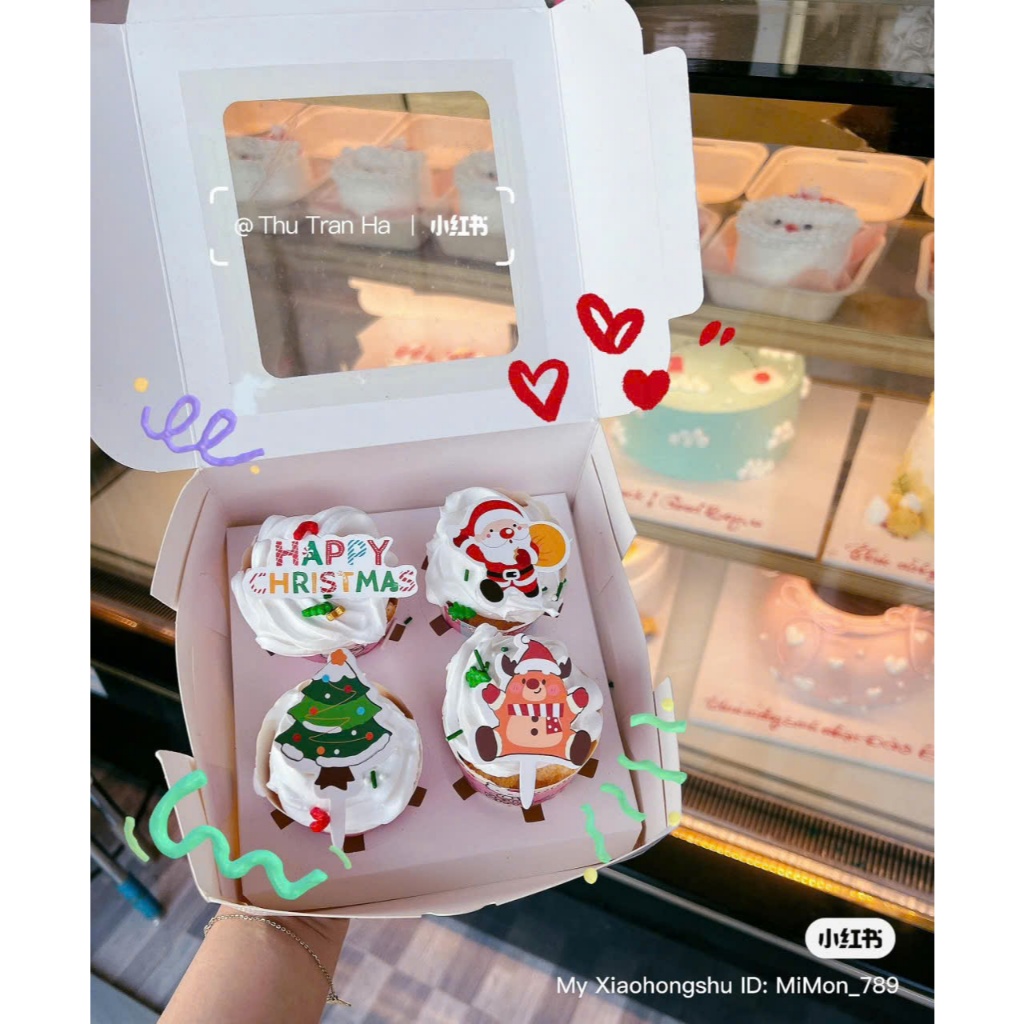 SET 10 Hộp Đựng Bánh Cupcake, Bánh Trứng Tart, Bánh Cupcake 1 bánh, 4 bánh, 6 bánh, 12 bánh Màu Trắng