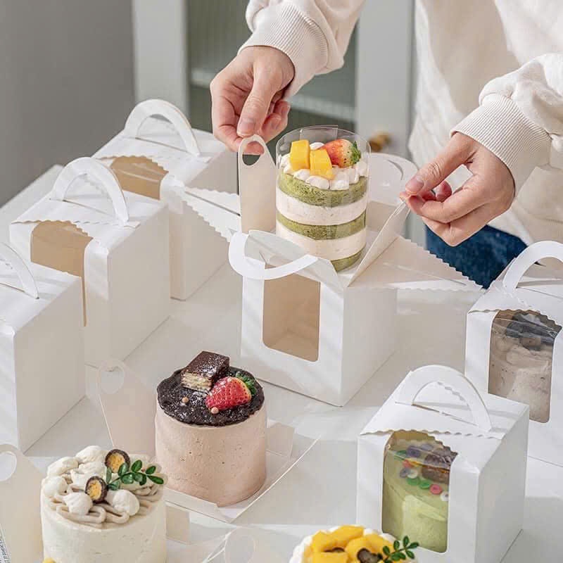 SET 10 Hộp Đựng Bánh Cupcake, Bánh Trứng Tart, Bánh Cupcake 1 bánh, 4 bánh, 6 bánh, 12 bánh Màu Trắng