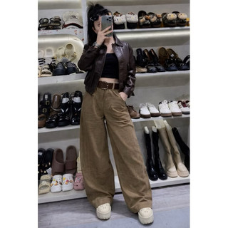 Quần baggy jean thêu chữ olo dành cho nữu