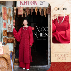 Áo Dài Nữ 𝐂𝐂𝐇𝐀𝐓 Dáng Suông Mộc Nhiên Họa Tiết Chất Liệu Tafta Cao Cấp 25NDB8002ST
