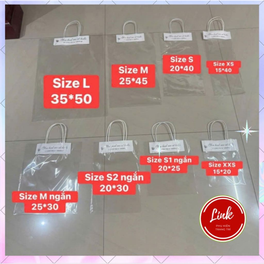(RẺ 50c) Túi đựng hoa, túi kính. Combo  50-100 túi Xxs , Xs, S, M, L, túi quà 25x30