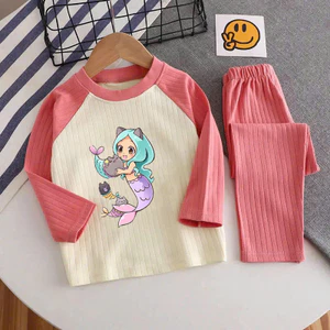 🌸 ĐỒ BỘ BÉ GÁI DÀI TAY GÂN MỀM MỊN – HÌNH DỄ THƯƠNG 🌸 DG447