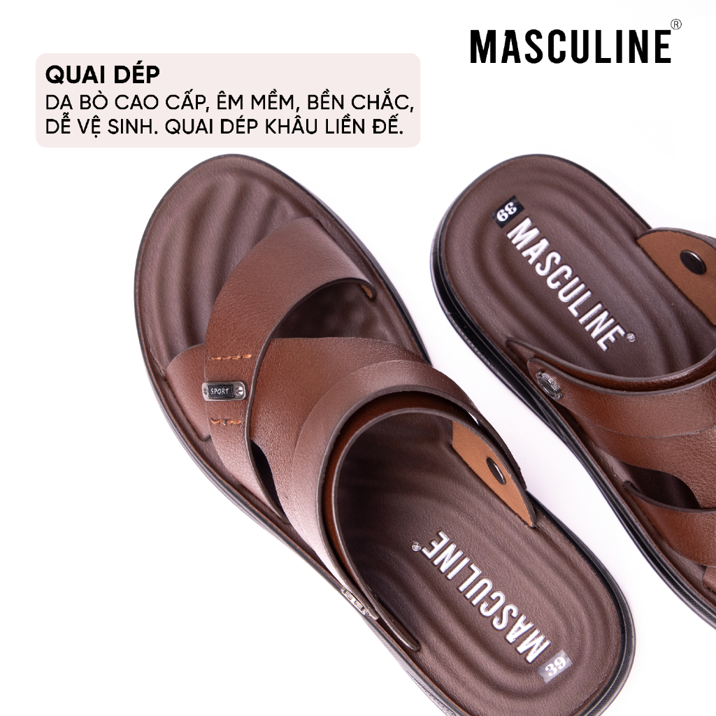 Dép nam Masculine MDL606 dép trung niên quai chéo có hậu da Microfiber đế PU êm nhẹ chống trơn