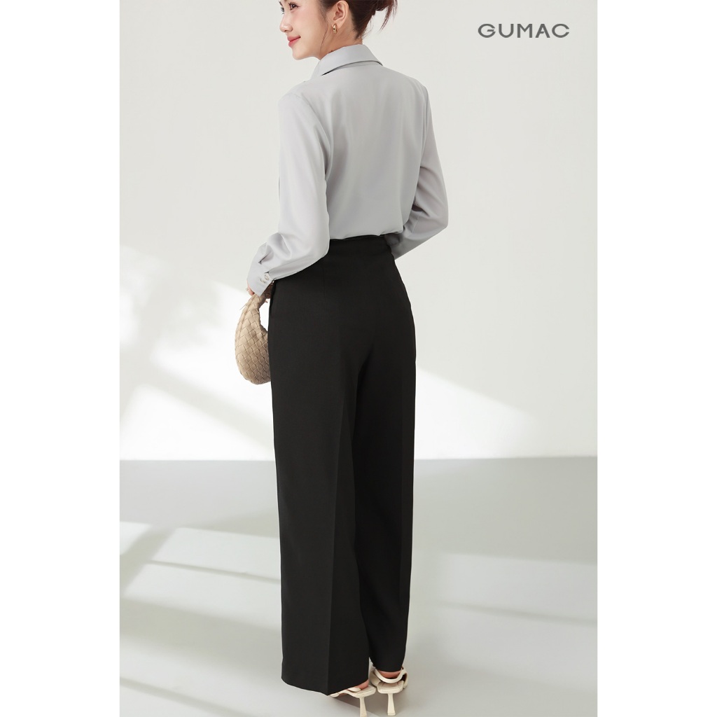 Quần tây ống suông nữ GUMAC chạy chỉ nổi có túi sườn chất siêu len mềm mịn QF03014