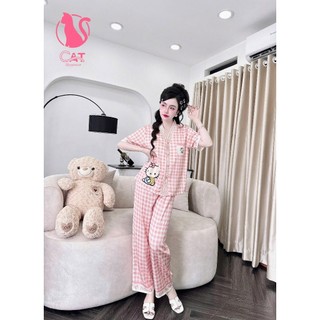 đồ ngủ pijama quần dài cổ chữ Y in họa tiết 3D sắc nét  (DB147)
