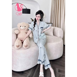 đồ ngủ pijama quần dài cổ chữ Y in họa tiết 3D sắc nét  (DB147)