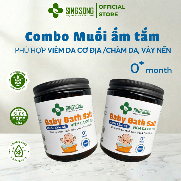 Combo 2 Muối tắm I hỗ trợ làm sạch dịu nhẹ cho bé V iêm Da cơ địa SingSong