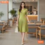 Đầm thiết kế BEMINE cổ sơ mi xẻ V tùng váy xếp ly phù hợp đi chơi-B200