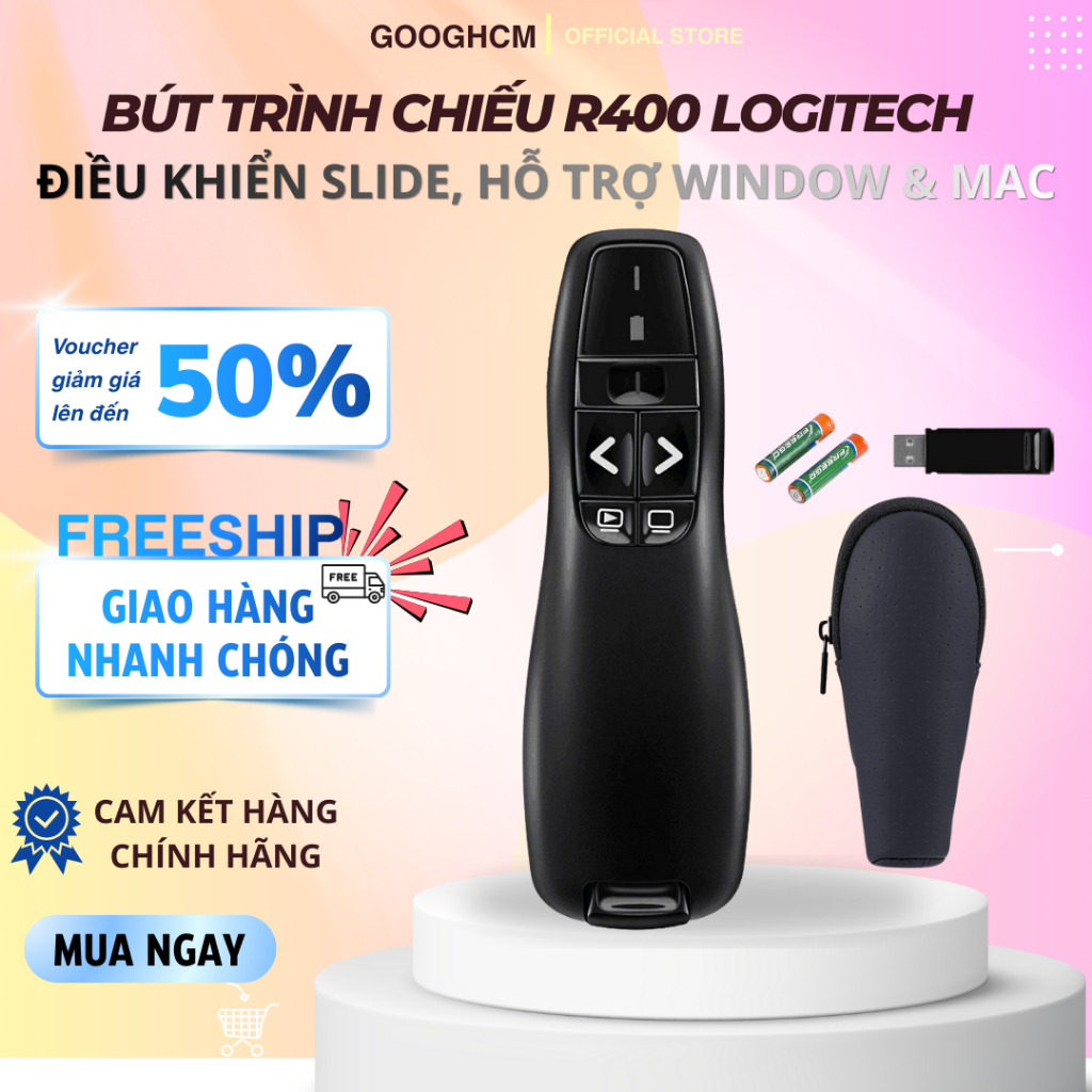 Bút Trình Chiếu Logitech R400 - Bút Thuyết Trình, Laser Đỏ, Trình Chiếu ...
