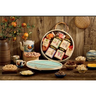 HỘP QUÀ TẾT DINH DƯỠNG SET 04 - GIỎ MÂY TRE TRÒN ĐỘC ĐÁO | HẢI LONG FOOD